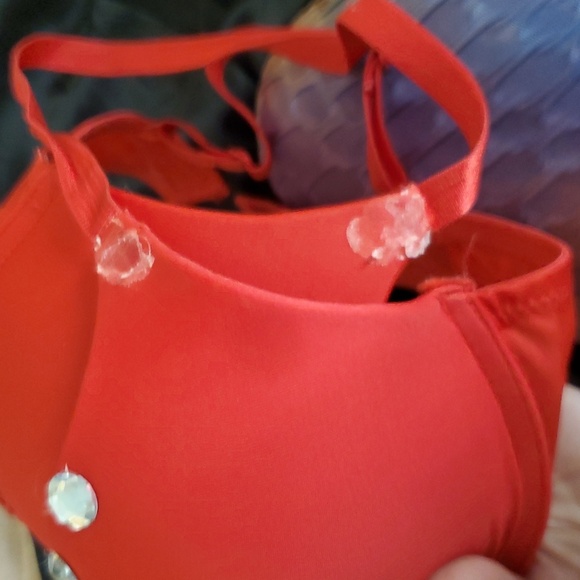 Red Embellished Women's Bra - Picture 3 of 4
